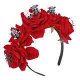 2 piece Halloween Headband, Day of The Dead Rose Headdress Festival Headpiece Cosplay