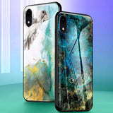 PHEZEN Marble Case for iPhone XR Case Cover for Girl Women, Marlbe Pattern Tempered Glass Back Cover Panel with Soft TPU Bumper Frame Shock Absorption Protective Case for iPhone XR,Green