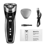 donlix Electric Shaver for Men Razor Mens Shavers 8500 RPM Head Cordless Rechargeable Waterproof 2 in 1 Beard Trimmer Wet and Dry Grey