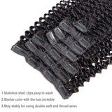Kinky Curly Clip In Hair Extensions 7pcs Brazilian Virgin Hair Natural Hair Clip Ins 3B 3C Kinky Curly Clip In Human Hair Extensions For Black Women Natural Color 100g/set (12inch)