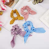 25 Pieces Hair Scrunchies Rabbit Bunny Ear Hair Bands Elastic Scrunchy Bowknot Scrunchies Elastic Hair Ties Ponytail Holder for Girls Women
