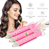 Hair Curling Iron 3 Barrel Wand with Anti-scalding Insulated Tip,Temperature Adjustable Hair Waver Curling Iron for Long or Short Hair Heat Up Quickly Hair Waving Styling Tools