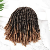 Spring Twist Crochet Hair 8 Inches Bomb Twist Curly Crochet Hair For Black Women Nubian Twist Braiding Hair Extension Fluffy Twist Crochet Hair Braids Ombre Natural Black to Dark Blonde 5 Pack 500g
