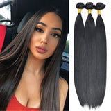 DILUSILK Synthetic Hair Bundles Straight 3 Bundles 210g Soft as Human Hair Natural Black Hair Weft 18 20 22 Inch