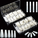 1000 Pieces Long Ballerina Nails Tips Coffin Acrylic Nails Full Cover Artificial False Nail with 4 Manicure Accessories for Nail Salon Home DIY Arts (Natural)