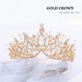 Yean Bride Wedding Crowns and Tiaras Gold Bridal Crystal Headpiece Rhinestone Hair Accessories for Women and Girls (Gold)