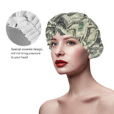 100 Dollar Money Shower Cap Elastic Reusable Double Layers Bath Cap Waterproof Exterior PEVA Lining Hair Bonnet for Women ï¼1 piecesï¼