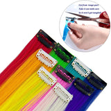 Kyerivs Colored Clip in Hair Extensions 20 inch Rainbow Heat-Resistant Straight Highlight Hairpieces Halloween Cosplay Dress Up Fashion Party Christmas New year Gift For Kids Girls 12 Color in 24 pcs