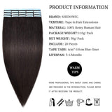 HAIRREAL Tape in Hair Extensions Remy Human Hair Seamless Skin Weft Straight Hair 50g/Pack 20 Inch 20Pcs Hairpiece 2# Dark Brown