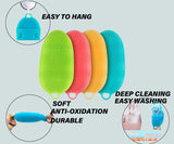 LattoGe Body Brush, Body Back Washing Scrubber,Shower Glove Exfoliating Face Cleansing Pad Sponge Bathing Cleaner SPA Feet Back Massage for Sensitive and All Kind Skins (2 Pars_Pink+Green)