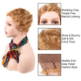 FASHION LADY Finger Wave Mommy Hair Wig Short Curly Wigs 100% Human Hair Short Wavy Curly Wig Pixie Cut Wig For Black Women Daily Use(Color 27)