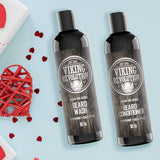 Viking Revolution Beard Wash & Beard Conditioner Set w/Argan & Jojoba Oils – Softens, Smooths & Strengthens Beard Growth - Natural Peppermint and Eucalyptus Scent - Beard Shampoo w/Beard Oil (10 oz)