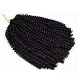 3-Packs Black Spring Twist Hair - 8 Inch Fluffy Twist Hair Ombre Colors Bomb Twist Hair Passion Twist Hair Ombre Crochet Braids Synthetic Braiding Hair Extensions (#1B-Black)