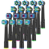Black Replacement Brush Heads Compatible with Oral B Braun Electric Toothbrush Handles, Pack of 16 from ITECHNIK