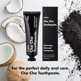 [unpa.] All-Natural Organic Charcoal Teeth Whitening and Strengthening Toothpaste for Minty Fresh Breath: Cha Cha Toothpaste, 100g (2-pack)