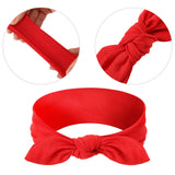 6 Pieces Bandana Headbands Bow Girls Solid Colors Knot Headwrap Retro Elastic Rabbit Ear Hairband for Women (Solid Color Style)