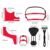 8 Piece Beard Shaping and Haircut Tool Kit, Includes Neckline Template Guide, Hairline Template Stencil with Beard Razors, Brush, Barber Cloak for Men Barber Supplies