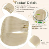 Vivien Blonde Clip in Human Hair Extensions 18inch Real Remy Human Hair Full Head Platinum Blonde Clip in Hair Extensions 7pcs 120g
