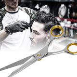 SHARF Professional 6.5’’ Straight Barber Scissors: Sharp 440c Japanese Stainless Steel Hair Cutting Shears For Men & Women| Gold Touch Series Clipping Scissors w/Easy Grip Handles