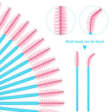 24 Pieces Plastic Eyelash Extension Tweezers False Eyelash Applicator Tool Eyelash Auxiliary Clip and 100 Pieces Eyelash Brush Mascara Wands Applicator for Eyelash Application (Blue, Pink)