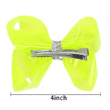 2Pcs Waterproof Jelly Hair Bow on Clip - Girls (A - 4" Hot Pink & Purple Bow, 4 Inch Bow)