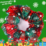 Christmas Hair Scrunchies Soft Cotton Women Scrunchies Hair Ties 5pcs Hair Bands Plaid Elastic Hair Scrunchy Christmas Supplies Hair Accessories Top Knots Buns Women Girls