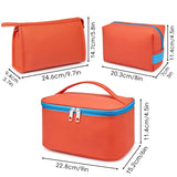 WANDF 3 Pieces Makeup Bag PU Leather Toiletry Bag Portable Cosmetic Pouch Water-resist Travel Organizer for Women (Red)