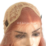 HEAHAIR Pastel Peach Pink Long Natural Straight Rose Gold Color Synthetic Lace Front Wigs Heat Resistant Fiber Hair for Women HS2023