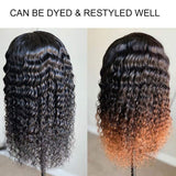 Curly Human Hair Wigs with Headbands Attached Deep Wave Wig 22”, Glueless Natural Black Wavy Wigs for Women Beginner Friendly, No Glue, No Gel