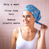 Luxury Eco Shower Cap For Women - Made From 100% Recycled Materials. Stylish, Sustainable, Cute Reusable Shower Cap. Perfect Eco Friendly Gift (Mama Bear)