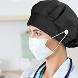 SATINIOR 7 Pieces Bouffant Hats with Buttons Headwrap Caps with Sweatband Multicolor Elastic Hair Covers for Men Women