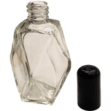 4 Pack of Perfume Bottles - 2 oz Empty Vintage Crystal Antiques Glass Lot - Decorative Refillable Bottle Diamond Cut Shape with Black Cap Top - Clear