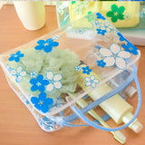 Clear Cosmetic Bag Flower Waterproof Plastic Zipper Bags Portable Travel Toiletry Organizer with Handle