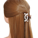 Meilliwish Elegant Crystal Hair Claw Clip for Women (D51)(SemicircleBlack)
