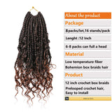 8 Packs Goddess Box Braids Crochet Hair for Black Women 12 inch Crochet Box Braids with Curly Ends 3X Box Braid Crochet Hair Extensions (8Pcs, T30)