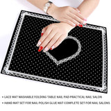 ONNPNN Nail Art Silicone Hand Pillow Cushion Foldable Manicure Table Mat Desk Pad Practice Workspace Design Plate Arm Rest Cover Cute Dot Lace Pattern Washable Beauty Care Salon Tool, Rose Red