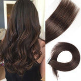 Tape in Hair Extensions Human Hair Dark Brown 22 inch #2 Dark Brown 50g Glue in Tape on Extensions Silky Straight Skin Weft 20 Pcs/Package