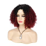 Sallcks Short Afro Wigs for Black Women Wine Red Curly Kinky Fluffy Dark Roots Wig Halloween Cosplay Custome Synthetic Full Wig