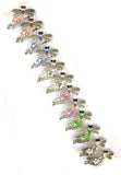 12 Pieces Set Dragonfly Style Crystal Barrette With Silver Color Metal Clip 5 Different Crystal Color