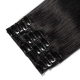 Clip in 100% Remy Human Hair Extensions 8''-24'' Full Head 8pcs 18clips Long Soft Silky Straight for Fashion Beauty #1 Jet Black 20" / 20 inch 100g
