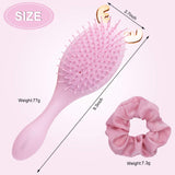 GLAMMIE Detangling Brush Hair Brush with Scrunchy Detangler Brush with Ultra-soft Bristles Tangle Free Brush for Women, Girls Anti-Static Brush, Pink