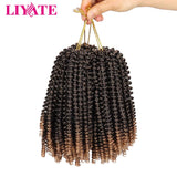 4 Packs 8 Inch Spring Twist Braiding Hair Crochet Braids Bomb Spring Twist Crochet Hair Fluffy Twist Hair Jamaican Bounce Synthetic Hair Extensions(T1B/350#)