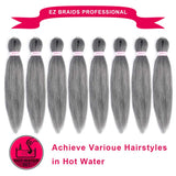 Afro 8 Pack Pre Stretched Braiding Hair Braiding Crochet Hair Extensions Ombre Colors Professional Easy Braids Itch Free Hot Water Setting Kanekalon Synthetic Fiber (18" 8packs, Tgray)
