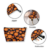 Halloween Pumpkins Cosmetic Bags for Women, Large Capacity Travel Makeup Pouch Portable Travel Waterproof Toiletries Accessories Organizer Gifts