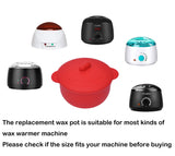 Silicone Wax Pot Replacement for Wax Warmer, Wax Machine 500ml Removable Silicone Pot for Hair Remover Machine Waxing Accessory (Red-3 Pieces)