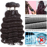 12A Loose Deep Wave 3 Bundles 18 16 14 Double Weft 100% Virgin Human Hair Weave Unprocessed Wet and Wavy Hair Weaving Bundles Natural Color Loose Deep Curly Thick and Full (14" 16" 18")