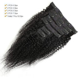 Afro Kinky Curly Clip in Human Hair Extensions Curly 9A Virgin Remy Human Hair，3C 4A Kinky Curly Human Hair Clip Ins For Women Natural Black Color Short Hair 10 Inch