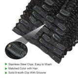 12 pcs Kinky Curly Clip ins Extensions Natural Hair Clip in Afro 3C 4A Curly Human Hair Extensions Black Remy Hair for Black Women 1b, Upgrade 120g/set, 25 clips YALI (20 inch, Kinky curly)