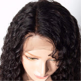Jolibabe Hair Deep Wave Human Hair Lace Front Wigs Brazilian Virgin Curly Wave Human Hair Wigs Pre-Plucked 150% Density 100% Unprocessed Wig Natural Color for Black Women(14 Inch)
