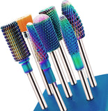 GreenLife Nail drill bits set 7pcs Long Tungsten Carbide Nail Drill Bits kit Remove Acrylic Poly Nail Gel Nail Polish 3/32" efile machine heads removing nail Cuticle Manicure Pedicure Colorful Rainbow